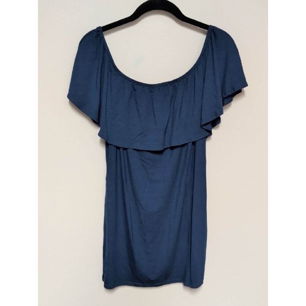 Off-Shoulder Ruffle Blouse in Deep Blue - Picture 4 of 5